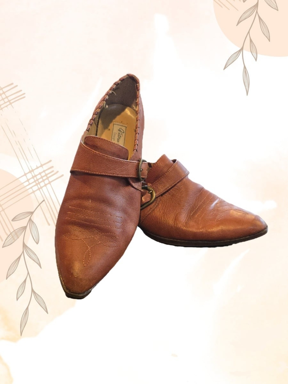 Leather Slip-On Vintage Dress Shoes With Buckle